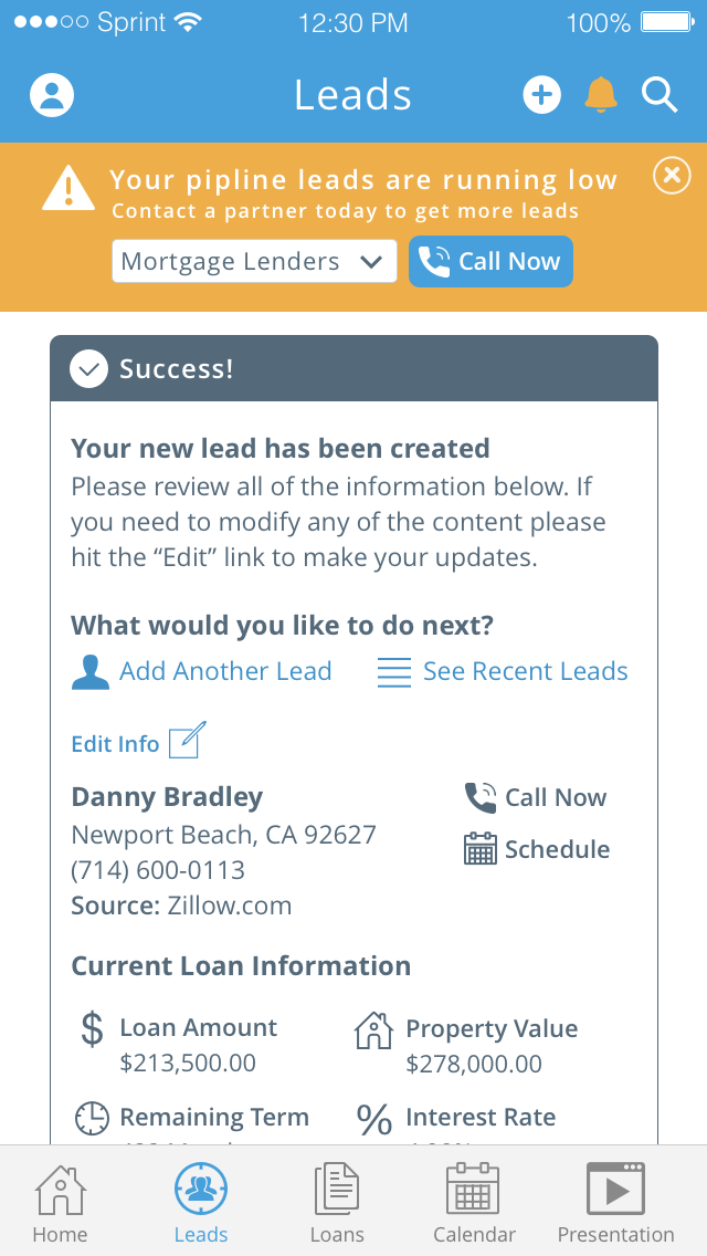 Leads notifications example